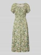 Apricot Midikleid aus Viskose mit Rüschenärmeln in Hellgruen, Größe L