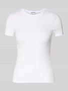 Jake*s Casual T-Shirt mit Feinripp und Rundhalsausschnitt in Weiss, Gr...