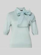 Zero Strickshirt mit Schluppe aus Chiffon in Hellblau, Größe 34