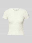 Only Slim Fit T-Shirt aus Spitze Modell 'FAITH' in Offwhite, Größe L