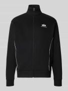Alpha Industries Sweatjacke mit Logo und Stehkragen in Black, Größe XL