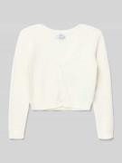 Happy Girls Strickjacke aus Baumwolle mit V-Ausschnitt in Ecru, Größe ...