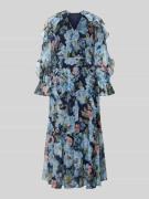 Oui Maxikleid mit Rüschen und Knopfleiste in Dunkelblau Melange, Größe...