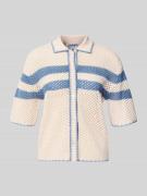 Jake*s Casual Cardigan mit Polokragen und 1/2-Arm in Beige, Größe L