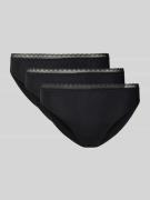 Schiesser Slips im 3er-Pack mit Spitzenbund Modell 'Rio' in Black, Grö...