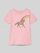 Blue Seven T-Shirt mit Motiv-Print und Rundhalsausschnitt in Pink, Grö...