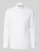 Christian Berg Men Regular Fit Leinenhemd mit Kentkragen in Weiss, Grö...