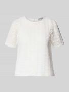 More & More Regular Fit T-Shirt in Strick-Optik in Offwhite, Größe 34