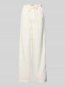 Oui Hose aus Lyocell-Baumwoll-Mix mit Schnürung in Ecru, Größe 34