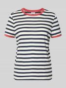 Jake*s Casual T-Shirt mit Streifenmuster und Rundhalsausschnitt in Dun...