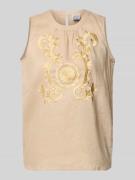 Emily Van den Bergh Blusentop aus Leinen mit Stitchings in Sand, Größe...