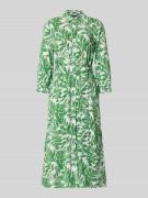 More & More Midikleid aus reiner Viskose mit Umlegekragen in Gruen, Gr...