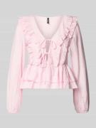 Vero Moda Regular Fit Langarmbluse aus Viskose-Mix Modell 'ZOEY' in Ro...