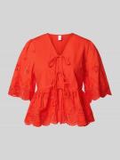 YAS Regular Fit Bluse mit Lochstickereien Modell 'Cornelia' in Rot, Gr...