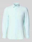 SEIDENSTICKER Slim Fit Business-Hemd aus Leinen mit Kentkragen in Mint...