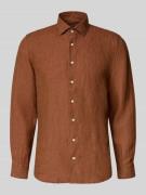 SEIDENSTICKER Slim Fit Business-Hemd aus Leinen mit Kentkragen in Rost...