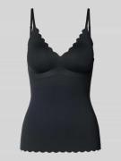 Skiny Unterhemd mit Wellensaum und herausnehmbaren Pads in Black, Größ...