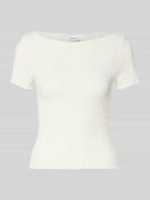 Noisy May Slim Fit T-Shirt mit Strukturmuster Modell 'Alora' in Weiss,...