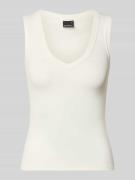 Gina Tricot Slim Fit Top mit V-Ausschnitt in Offwhite, Größe L