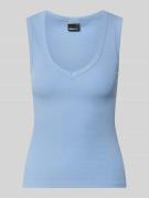 Gina Tricot Slim Fit Top mit V-Ausschnitt in Rauchblau, Größe M