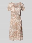 More & More Knielanges Kleid in Wickel-Optik in Taupe, Größe 34