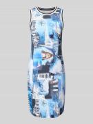 Marc Cain Knielanges Kleid im Allover-Look in Sky, Größe 34