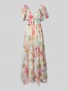 LACE & BEADS Maxikleid mit Taillenband im Allover-Look in Hellgelb, Gr...