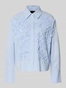 Marc Cain Regular Fit Bluse mit Stitchings in Hellblau, Größe 36