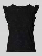 Only Slim Fit Top mit Allover-Muster Modell 'MILLA' in Black, Größe L