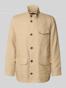 bugatti Leinenjacke mit Stehkragen und Pattentaschen in Beige, Größe 4...