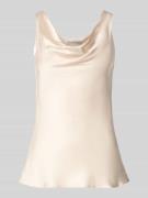 Rinascimento Satintop mit Wasserfall-Ausschnitt in Beige, Größe M