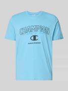 CHAMPION T-Shirt mit Label-Print und Rundhalsausschnitt in Hellblau, G...