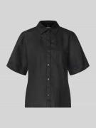 Tommy Hilfiger Regular Fit Leinenbluse mit Logo-Stitching in BLACK, Gr...