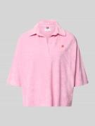 TOMMY HILFIGER Loose Fit Poloshirt in Frottee-Optik in Rosa, Größe M