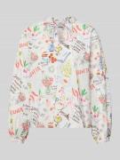 Emily Van den Bergh Regular Fit Bluse im Allover-Look mit Schnürung in...