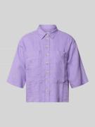 Emily Van den Bergh Regular Fit Leinenbluse mit Brusttaschen in Lila, ...