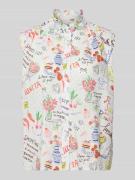 Emily Van den Bergh Blusentop im Allover-Look mit Stehkragen in Offwhi...