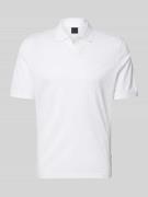 bugatti Regular Fit Poloshirt mit Strukturmuster in Weiss, Größe L