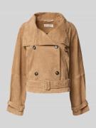Marc O'Polo Relaxed Fit Lederjacke Trenchcoat-Stil in Sand, Größe 38