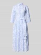 Milano Italy Hemdblusenkleid mit Bindegürtel in Hellblau, Größe 38