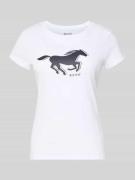 Mustang Regular Fit T-Shirt mit Logo-Print Modell 'Loa' in Weiss, Größ...