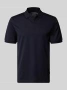 bugatti Regular Fit Poloshirt mit Strukturmuster in Marine, Größe L
