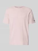 CHAMPION T-Shirt mit Strukturmuster und Label-Stitchings in Altrosa, G...