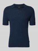 bugatti Slim Fit Strick-Poloshirt mit Strukturmuster in Marine, Größe ...