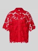 YAS Regular Fit Bluse aus Spitze Modell 'GALA' in Rot, Größe 34
