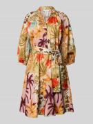 Christian Berg Woman Knielanges Hemdblusenkleid im Allover-Look mit Bi...