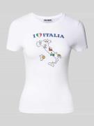 REVIEW Slim Fit T-Shirt mit Motiv-Print und Rundhalsausschnitt in Weis...