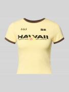 Noisy May Slim Fit T-Shirt mit Statement-Print Modell 'Molly' in Hellg...