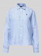 Polo Ralph Lauren Boxy Fit Leinenbluse mit Allover-Muster in Bleu, Grö...
