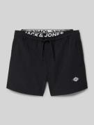 Jack & Jones Regular Fit Badehose mit Logo-Detail Modell 'Maui' in Bla...